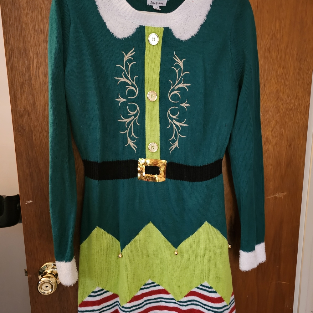 Almost Famous Green and Yellow Long Sleeve Dress
